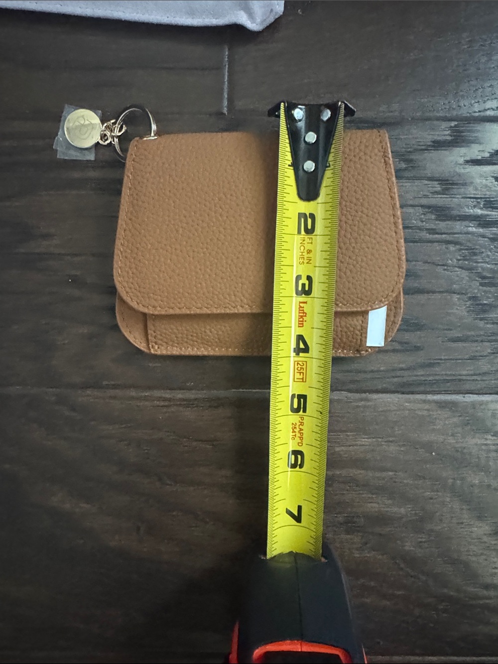 Compact Tan Leather Key Pouch Wallet with Ring - Picture 3 of 7